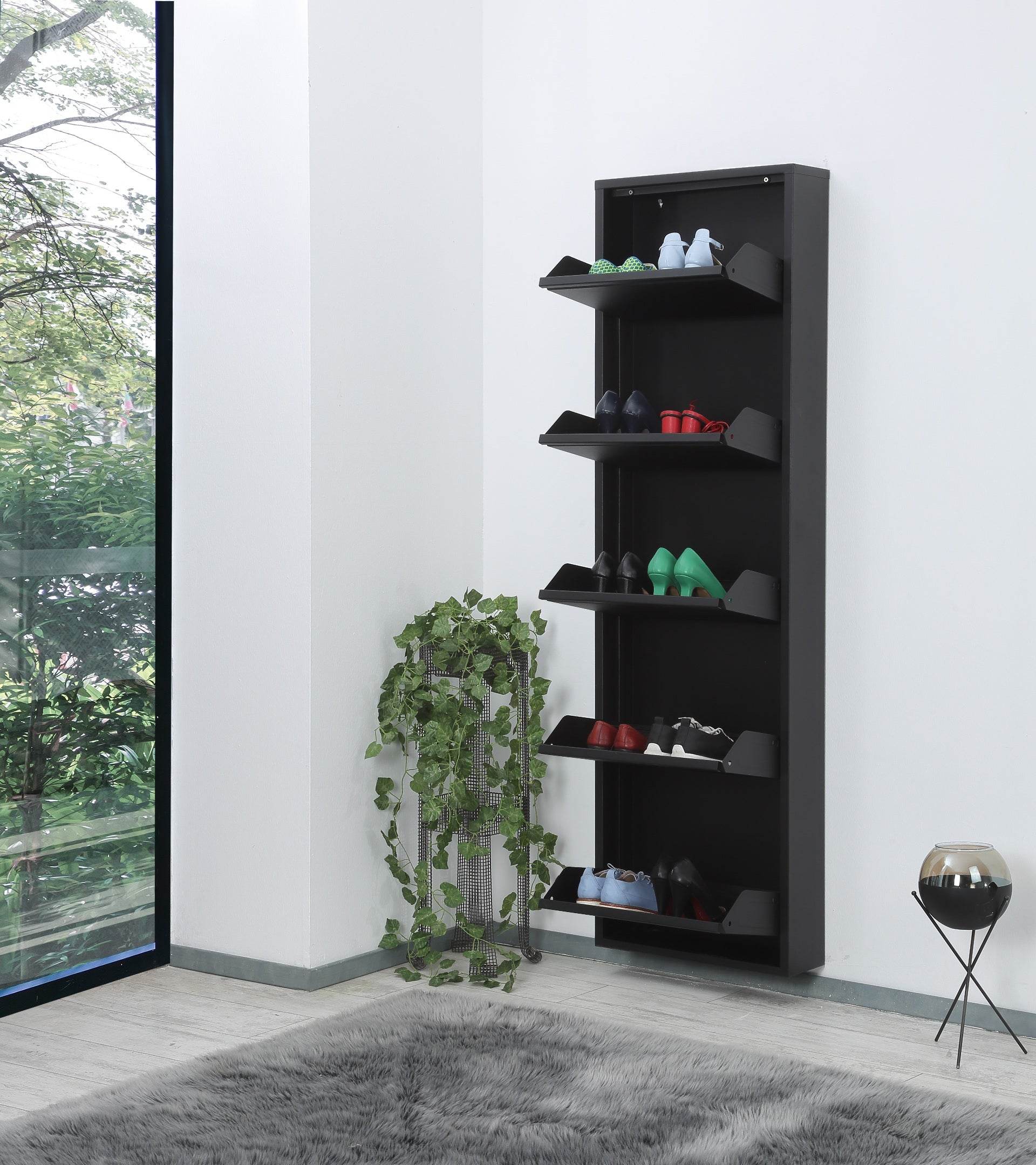 Alveon Schuhschrank (5 Klappen Schwarz ) - Ezmann.de