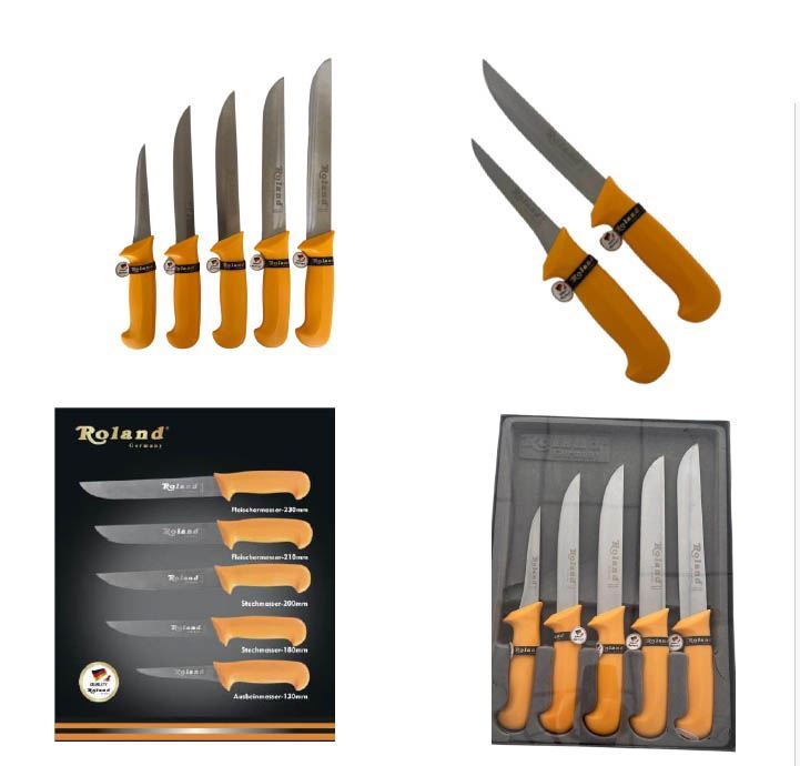 Roland Germany 5-teiliges Edelstahl Küchenmesser-Set – Profi Messer Set mit rutschfestem Griff Roland Germany