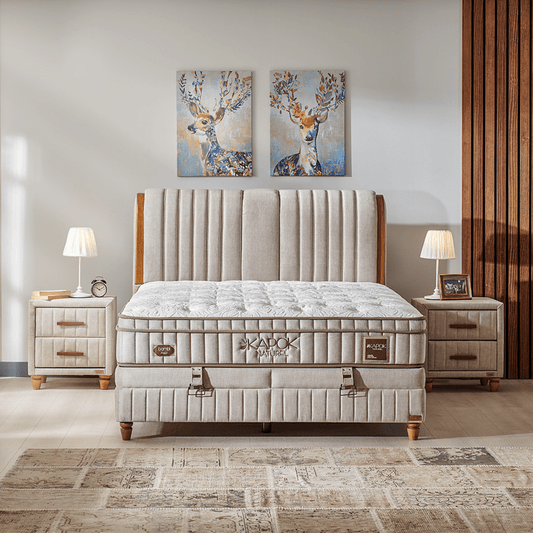 Bambi Kapok Naturel Boxspringbett Funktionsbett mit Bettkasten Boxspringbett 180x200 - 90x200 - Ezmann.de