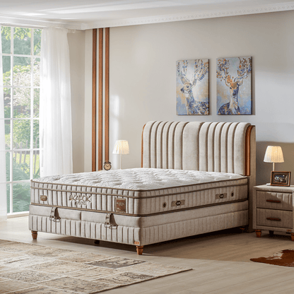 Bambi Kapok Naturel Boxspringbett Funktionsbett mit Bettkasten Boxspringbett 180x200 - 90x200 - Ezmann.de