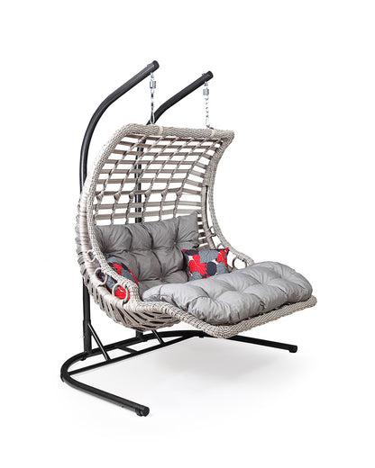 Capri Swing Gartenschaukel Rattan Hängesessel mit Gestell Hängeschaukel Bodrum Double