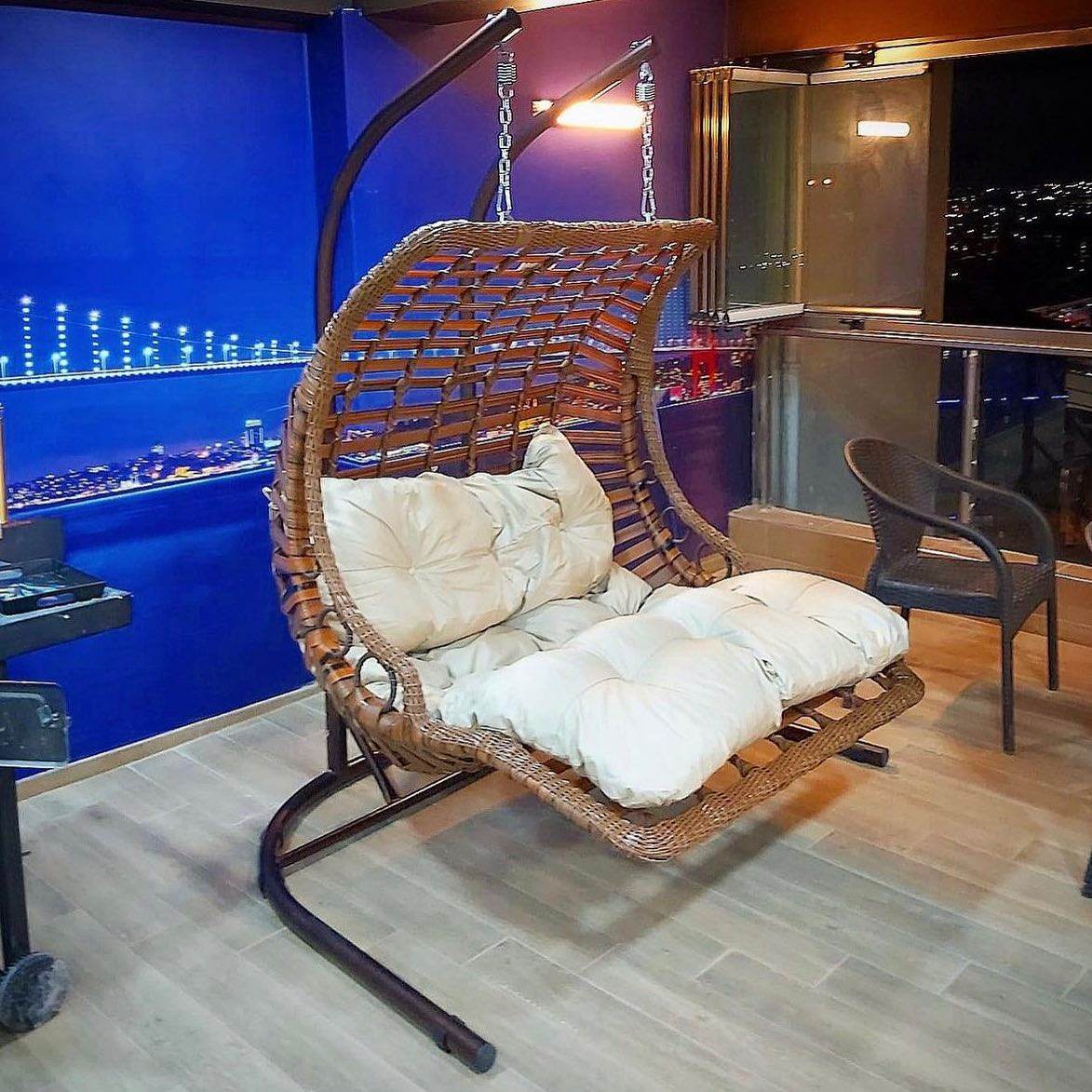Capri Swing Gartenschaukel Rattan Hängesessel mit Gestell Hängeschaukel Bodrum Double - Ezmann.de