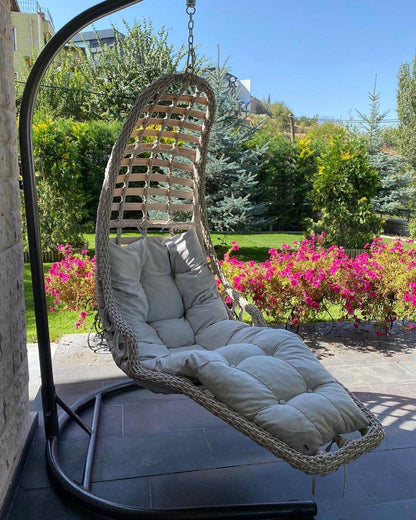 Capri Swing Gartenschaukel Rattan Hängesessel mit Gestell Hängeschaukel Bodrum - Ezmann.de