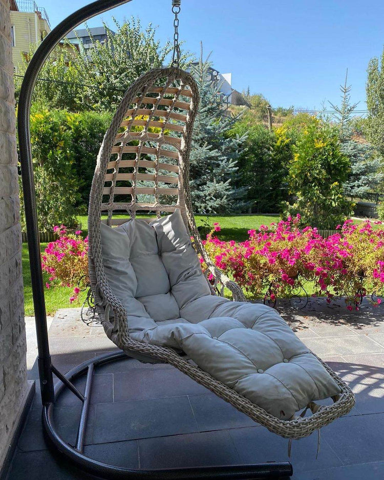 Capri Swing Gartenschaukel Rattan Hängesessel mit Gestell Hängeschaukel Bodrum - Ezmann.de
