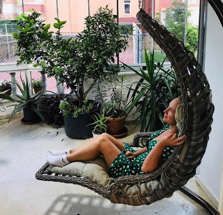Capri Swing Gartenschaukel Rattan Hängesessel mit Gestell Hängeschaukel Bodrum - Ezmann.de