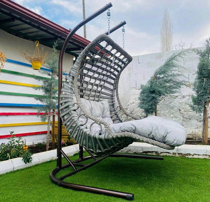 Capri Swing Gartenschaukel Rattan Hängesessel mit Gestell Hängeschaukel Bodrum Double - Ezmann.de