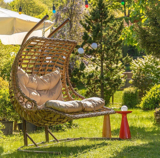Capri Swing Gartenschaukel Rattan Hängesessel mit Gestell Hängeschaukel Bodrum Double - Ezmann.de