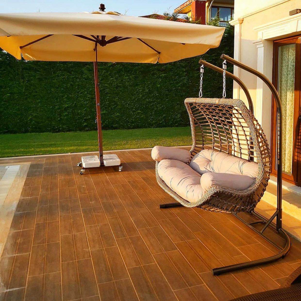 Capri Swing Gartenschaukel Rattan Hängesessel mit Gestell Hängeschaukel Cunda - Ezmann.de