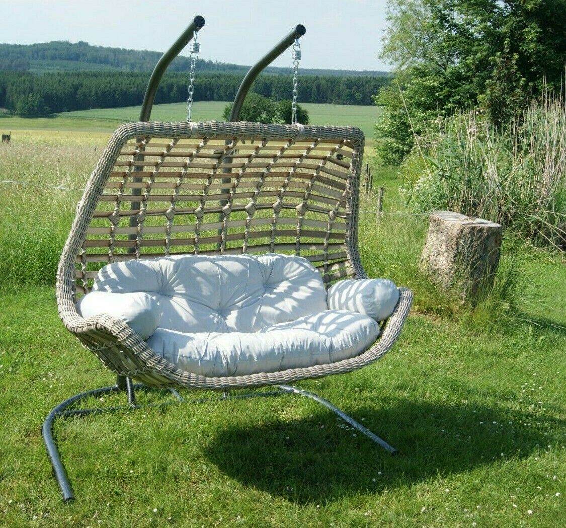 Capri Swing Gartenschaukel Rattan Hängesessel mit Gestell Hängeschaukel Cunda - Ezmann.de
