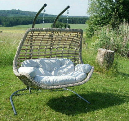 Capri Swing Gartenschaukel Rattan Hängesessel mit Gestell Hängeschaukel Cunda - Ezmann.de