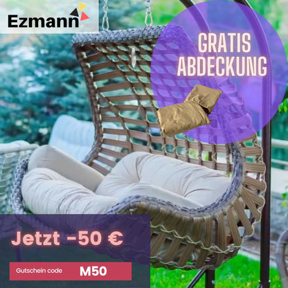 Capri Swing Gartenschaukel Rattan Hängesessel mit Gestell Hängeschaukel Cunda